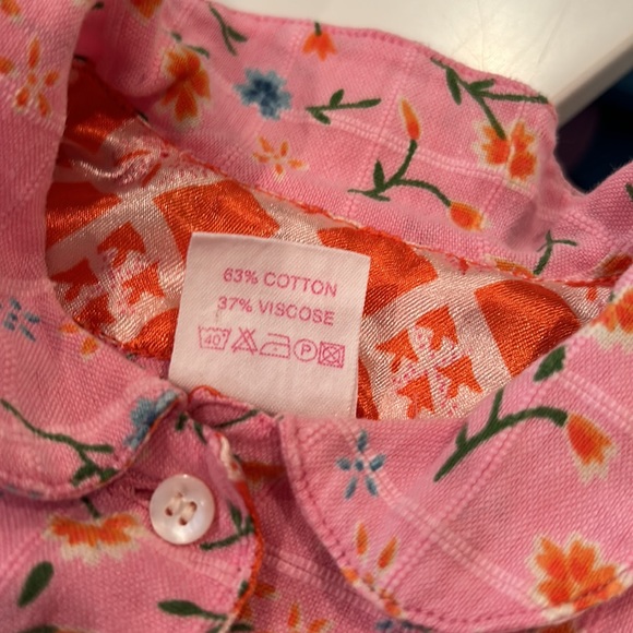 OILILY Pleated Floral Button Down Ruffle Dress Shirt Sz 80 Pink Size 9-12 months - Picture 6 of 6